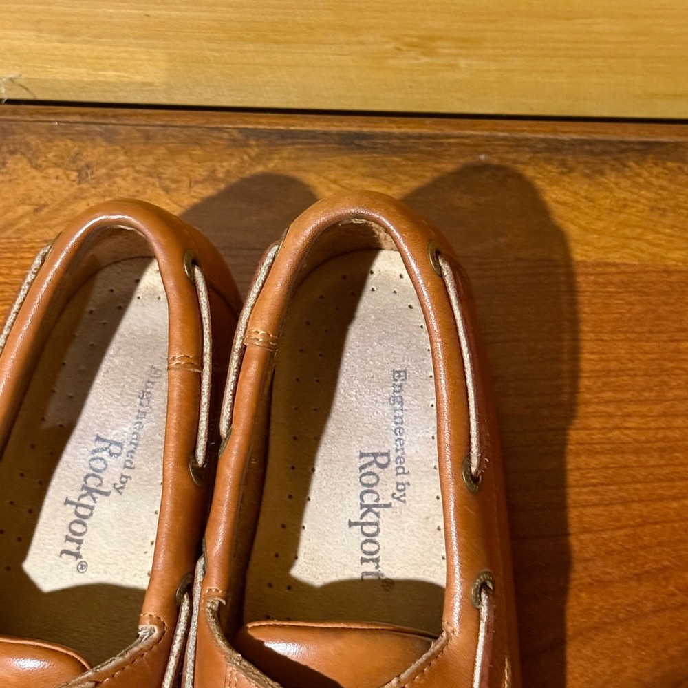 Rockport Womens Tan Leather Boat Shoes Classic Nautical Deck Loafers Brown 8.5 - Picture 7 of 9